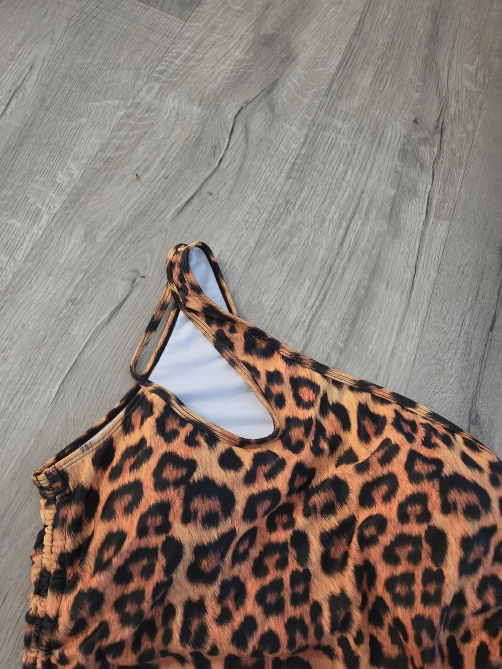 Leopard Print One-Shoulder  One-Piece Swimsuit - Brown
